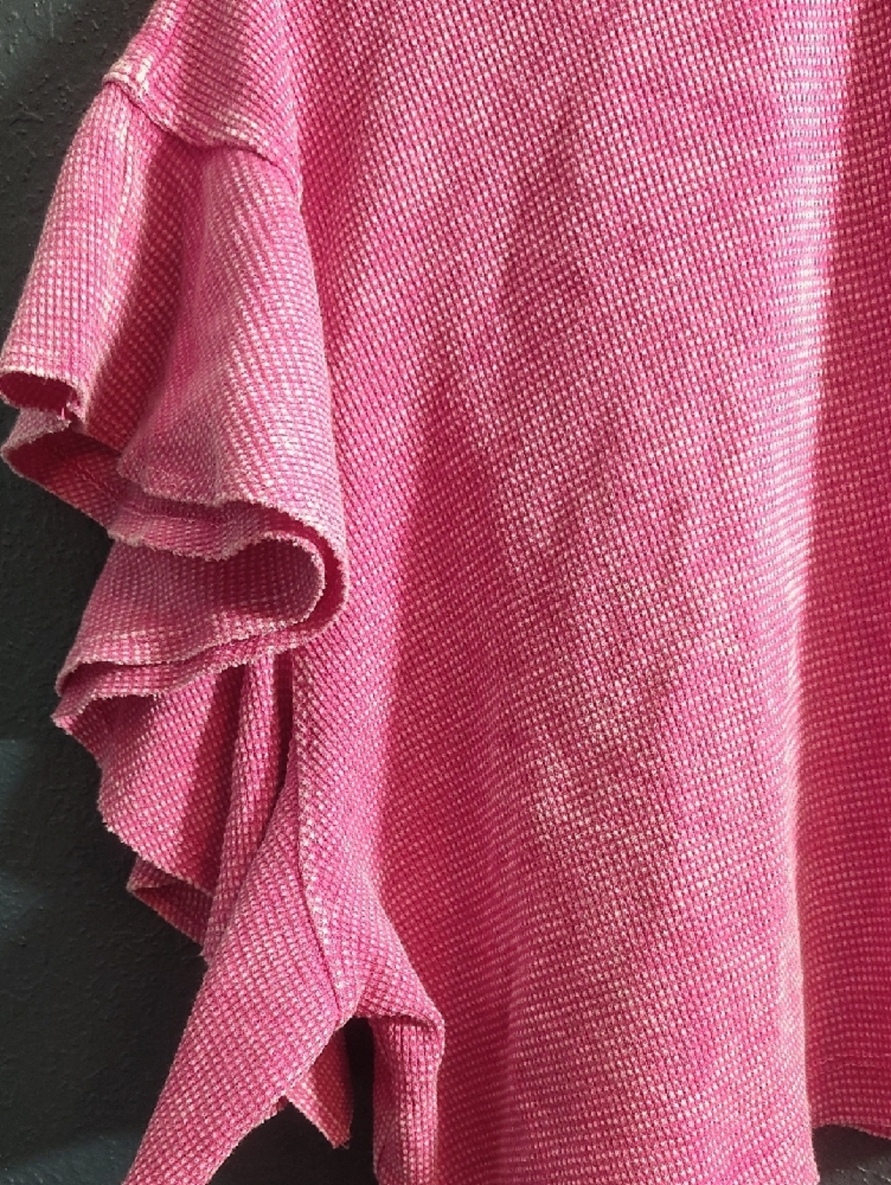 Altar'd State Magenta Ribbed Flutter-Sleeve Cropped Top - Picture 3 of 7